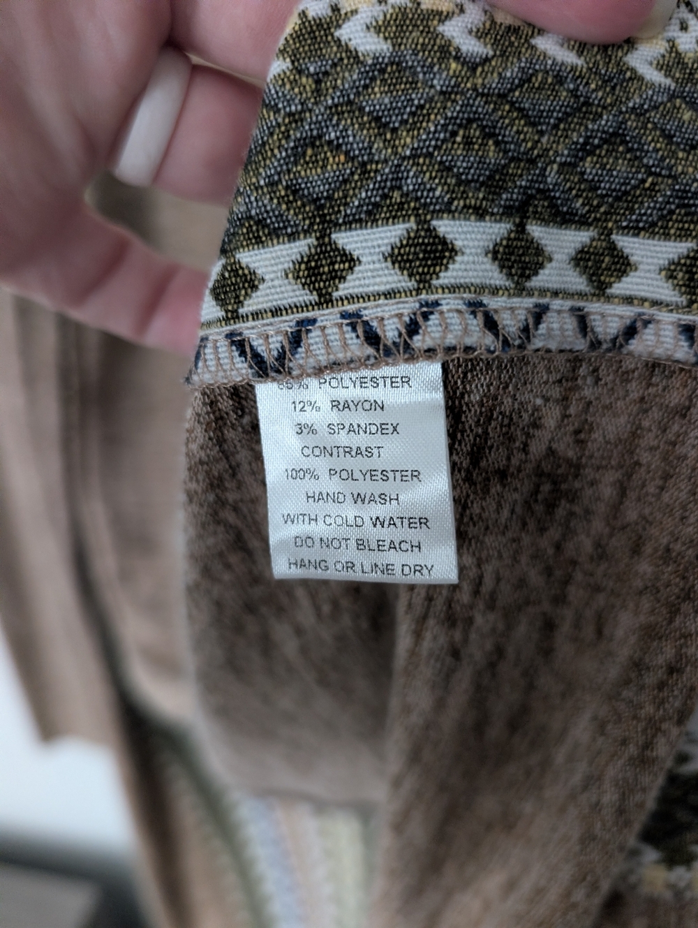 Skonhet Geometric Aztec Print Open Front Cardigan Sweater Size M - Picture 3 of 5